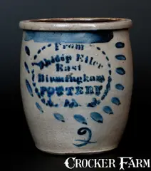 Philip Eiler, PHILIP EILER / EAST BIRMINGHAM, PA Stoneware Cream Jar, circa 1863-1873, Stoneware