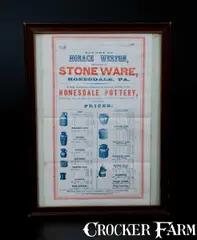 H. Weston, Rare Framed H. WESTON / HONESDALE, PA Illustrated Price List for Stoneware, Dated 1863, 1863, Stoneware