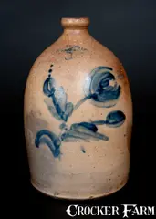 H. B. Pfaltgraff, H. B. PFALTGRAFF / YORK, PA 3 Gal. Stoneware Jug with Floral Decoration, circa 1870-1889, Stoneware