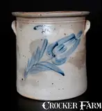 H B. Pfaltzgraff, 3 Gal. H. B. PFALTZGRAFF / YORK, PA Stoneware Crock with Floral Decoration, circa 1870-1889, Stoneware