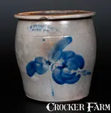 H B. Pfaltzgraff, 1 Gal. H. B PFALTZGRAFF / YORK, PA Stoneware Cream Jar with Floral Decoration, circa 1870-1889, Stoneware