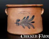 H B. Pfaltzgraff, 3 Gal. H. B PFALTZGRAFF / YORK, PA Stoneware Cake Crock w/ Foliate Decoration, circa 1870-1889, Stoneware