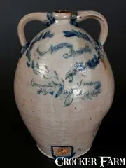 M. C. Bell, Extremely Rare "M. C. Bell / Cornwall Landing, NY / July 27, 1825" Stoneware Presentation Water Cooler, 1825, Stoneware