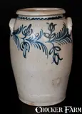 B.C. Milburn, Fine B. C. MILBURN / ALEXA., Alexandria, VA Stoneware Jar w/ Slip-Trailed Floral Decoration, circa 1850, Stoneware