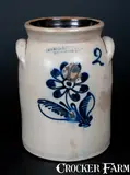 N. Clark & Co., N. CLARK & CO. / ROCHESTER Stoneware Jar w/ Detailed Slip-Trailed Floral, circa 1845, Stoneware