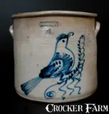 Weston & Gregg, Rare Four-Gallon WESTON & GREGG / ELLENVILLE NY Stoneware Bird Crock, mid 19th century, Stoneware
