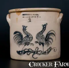L. Lehman & Co, Very Rare L. LEHMAN & CO. / WEST 12TH ST N Y Stoneware Crock Cock Fight Decoration, third quarter 19th century, Stoneware