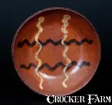 David Smith, W. SMITH / WOMMELSDORFF Redware Plate w/ Yellow and Brown Slip Decoration