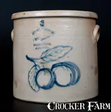 W.A. Macquoid & Co., Unusual W. A. MACQUOID & CO. / NEW YORK Stoneware Crock w/ Peaches Decoration, circa 1870, Stoneware