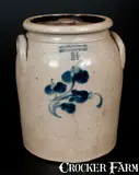 Julius Norton, JULIUS NORTON / BENNINGTON, VT Stoneware Lidded Jar w/ Cobalt Floral Decoration, circa 1845, Stoneware