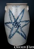 H.M. Whitman, H. M. WHITMAN / HAVANA, NY Stoneware Churn with Very Fine Starburst Design, circa 1860-1862, Stoneware