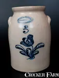 Burger & Lang, BURGER & LANG / ROCHESTER, NY Stoneware Jar w/ Slip-Trailed Floral Decoration