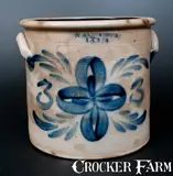 T. Harrington, 3 Gal. T. HARRINGTON / LYONS Stoneware Crock, circa 1860, Stoneware