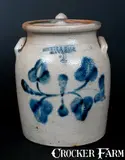 Brewer & Halm, 2 Gal. BREWER & HALM / HAVANA Stoneware Lidded Jar with Floral Decoration, circa 1855, Stoneware