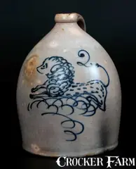 William Hart, Very Rare HART'S / FULTON Stoneware Lion Jug, circa 1875, Stoneware
