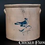 5 Gal. SEYMOUR & BOSWORTH / HARTFORD, CT Stoneware Bird Crock by Seymour & Bosworth, circa 1880, Stoneware, sold Jul 2014