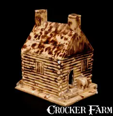 Moriah Weir, Rare Yellowware Log Cabin Bank, "Moriah Weir / June 15 / 1858 / WW," made by Wm Weir at the shop of Thomas Haig, Jr., 1858, Yellowware