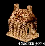 Moriah Weir, Rare Yellowware Log Cabin Bank, "Moriah Weir / June 15 / 1858 / WW," made by Wm Weir at the shop of Thomas Haig, Jr., 1858, Yellowware