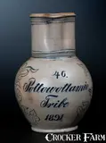 Philadelphia Fraternal Organization, Rare NJ Stoneware Pitcher Inscribed "46. / Pottawottamie / Tribe / 1891" (Philadelphia Fraternal Organization), 1891, Stoneware