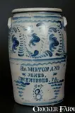 Hamilton & Jones, 8 Gal. HAMILTON & JONES / GREENSBORO, PA Stoneware Crock w/ Profuse Brushed Cobalt Floral Decoration, circa 1875, Stoneware