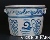 Boughner, Rare 2 Gal. BOUGHNER / GREENSBORO, PA Stoneware Handled Bowl w/ Profuse Cobalt Decoration, circa 1855, Stoneware
