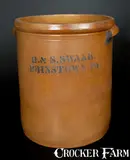 H. & S. Swank, H. & S. SWANK / JOHNSTOWN, PA Stenciled Stoneware Crock w/ Cobalt Floral Decoration, circa 1885, Stoneware