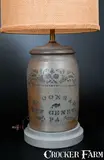 A. Conrad, 1 Gal. A. CONRAD / NEW GENEVA, PA Stoneware Jar with Stenciled Decoration (turned into lamp), circa 1875, Stoneware