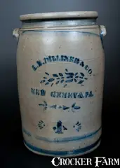 L.B. Dilliner, 4 Gal. L. B. DILLINER / NEW GENEVA, PA Stoneware Jar, circa 1870, Stoneware