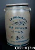 L.B. Dilliner, 4 Gal. L. B. DILLINER / NEW GENEVA, PA Stoneware Jar, circa 1870, Stoneware