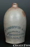 J. T. Goodwin, J. T. GOODWIN / WHEELING, W. VA Stenciled Stoneware Druggist's Advertising Jug, circa 1875, Stoneware