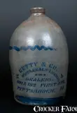 Getty & Co., GETTY & CO. / PITTSBURGH, PA Stenciled Stoneware Liquor Advertising Jug, circa 1875, Stoneware