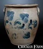 Mckenzie & Jackson, Scarce Four-Gallon MCKENZIE & JACKSON / BEAVER, PA Stoneware Jar w/ Elaborate Cobalt Floral Decoration, circa 1860, Stoneware