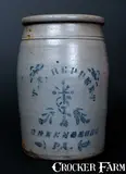 T.F. Reppert, 1 Gal. T. F. REPPERT / GREENSBORO, PA Stoneware Jar with Cross Decoration, circa 1880, Stoneware