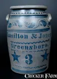 Hamilton & Jones, HAMILTON & JONES / GREENSBORO 3 Gal. Stoneware Crock with Large Stenciled Stars