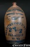 Palatine, Scarce PALATINE POTTERY Co. / PALATINE / W VA Stoneware Jug w/ Cobalt Rearing Horse Designs, circa 1875, Stoneware