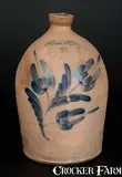 H B. Pfaltzgraff, 2 Gal. H. B. PFALTZGRAFF / YORK, PA Stoneware Jug with Triple Floral Decoration, circa 1870-1889, Stoneware
