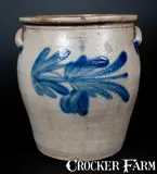 COWDEN & WILCOX / HARRISBURG, PA Stoneware Jar w/ Cobalt Floral Decoration by Cowden & Wilcox, circa 1865, Stoneware, sold Jul 2014