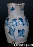 P. Herrmann, P. HERRMANN / BALTIMORE Stoneware Pitcher w/ Cobalt Floral Decoration, circa 1870, Stoneware