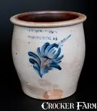 COWDEN & WILCOX / HARRISBURG, PA Stoneware Cream Jar w/ Tulip Decoration by Cowden & Wilcox, circa 1865, Stoneware, sold Jul 2014