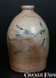 H B. Pfaltzgraff, Rare 1 Gal. H. B. PFALTZGRAFF / YORK, PA Stoneware Jug with Dove of Peace Decoration, circa 1870-1889, Stoneware