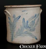 H B. Pfaltzgraff, 4 Gal. H. B. PFALTZGRAFF / YORK, PA Stoneware Crock with Large Floral Decoration, circa 1870-1889, Stoneware
