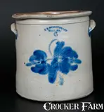 H B. Pfaltzgraff, 6 Gal. H. B. PFALTZGRAFF / YORK, PA Stoneware Crock with Cobalt Floral Decoration, circa 1870-1889, Stoneware