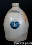 Scarce COWDEN & WILCOX / HARRISBURG, PA Stoneware Jug with Apple Decoration by Cowden & Wilcox, circa 1865, Stoneware, sold Jul 2014