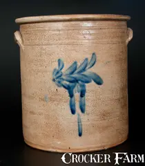 The. P.S. Co., 8 Gal. THE. P.S. CO. / YORK, PA (Pfaltzgraff) Stoneware Crock with Cobalt Floral Decoration, circa 1894-1906, Stoneware