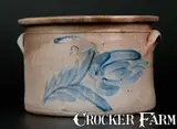 H B. Pfaltzgraff, 2 Gal. H. B. PFALTZGRAFF / YORK, PA Stoneware Cake Crock with Cobalt Floral Decoration, circa 1870-1889, Stoneware