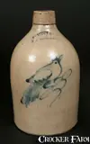 Haxstun & Co., HAXSTUN & CO. / FORT EDWARD, NY Stoneware Jug with Bird Decoration