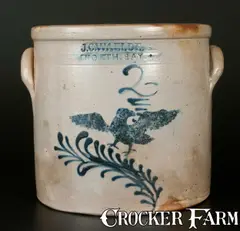J. C. Waelde, Exceptional J. C. WAELDE / NORTH BAY Stoneware Eagle Crock, circa 1855, Stoneware