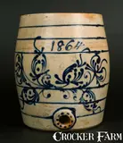O. L. & A. K. Ballard, Rare 4 Gal. O. L. & A. K. BALLARD / FORT EDWARD, NY Stoneware Water Cooler Dated 1864