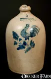 L. Lehman & Co, Rare L. LEHMAN & CO. / WEST 12TH ST NY Stoneware Jug w/ Rooster Decoration, circa 1865, Stoneware