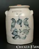 L. Lehman & Co, Rare 2 Gal. L. LEHMAN & CO. / WEST 12TH ST. NY Stoneware Jar w/ Double-Bird Decoration, third quarter 19th century, Stoneware